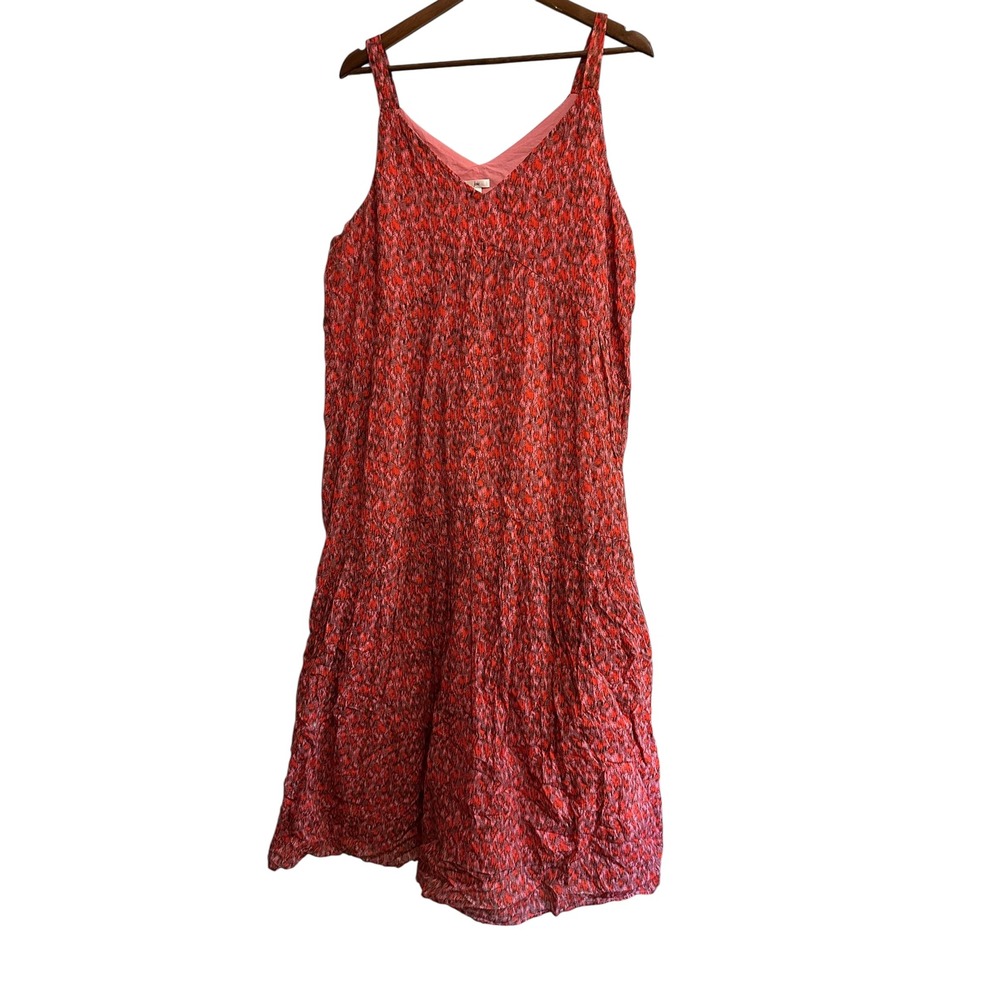 Joie XL Dress Floral Print V Neck‎ Sleeveless Summer Casual Red Pink